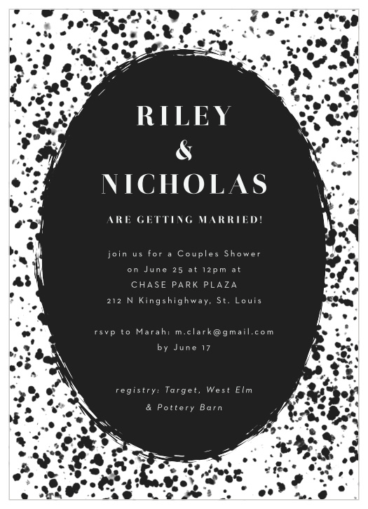 Our Speckled Art Bridal Shower Invitations are the perfect way to surround yourself with your friends and family for your pre-wedding fun!