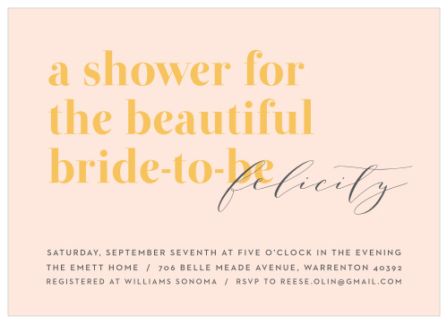 Gather your closest friends and family together to celebrate the beautiful bride with our Bold Bibliotheque Bridal Shower Invitations.