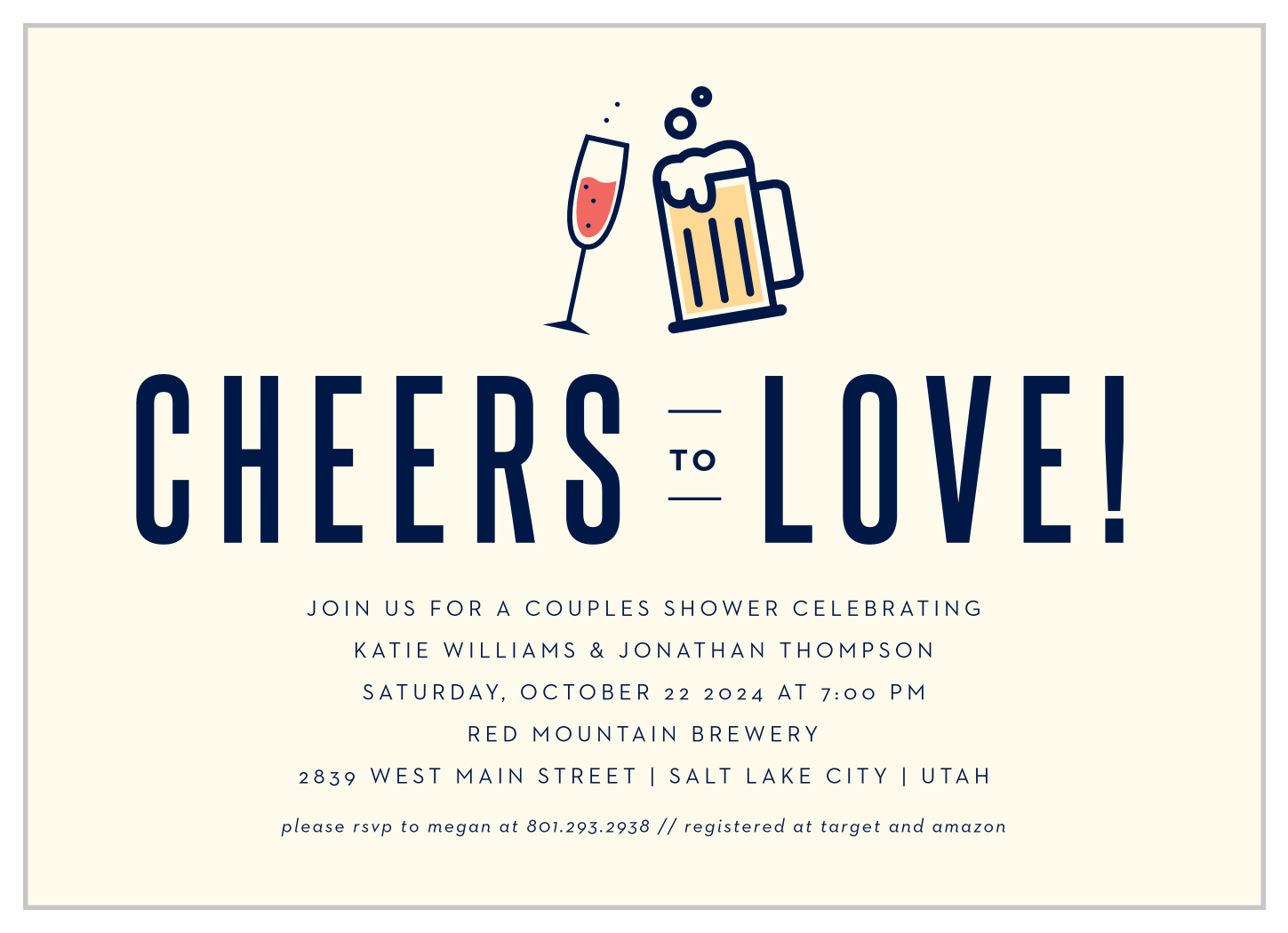 Cheers to Love Bridal Shower Invitations
