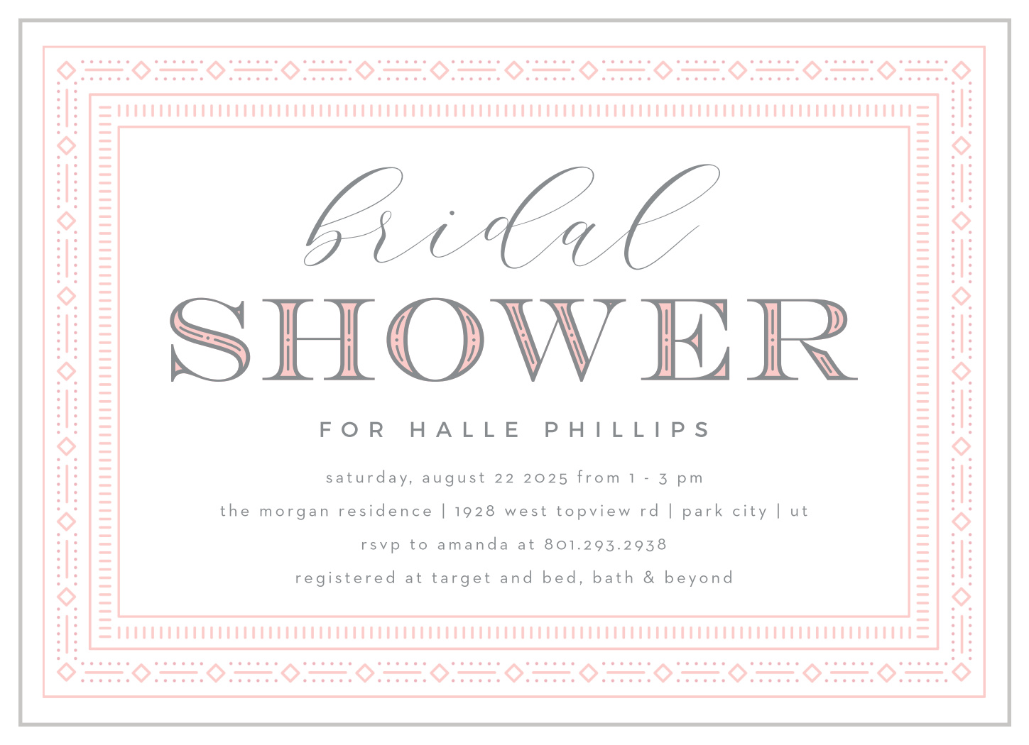 Bedazzled Frame Bridal Shower Invitations