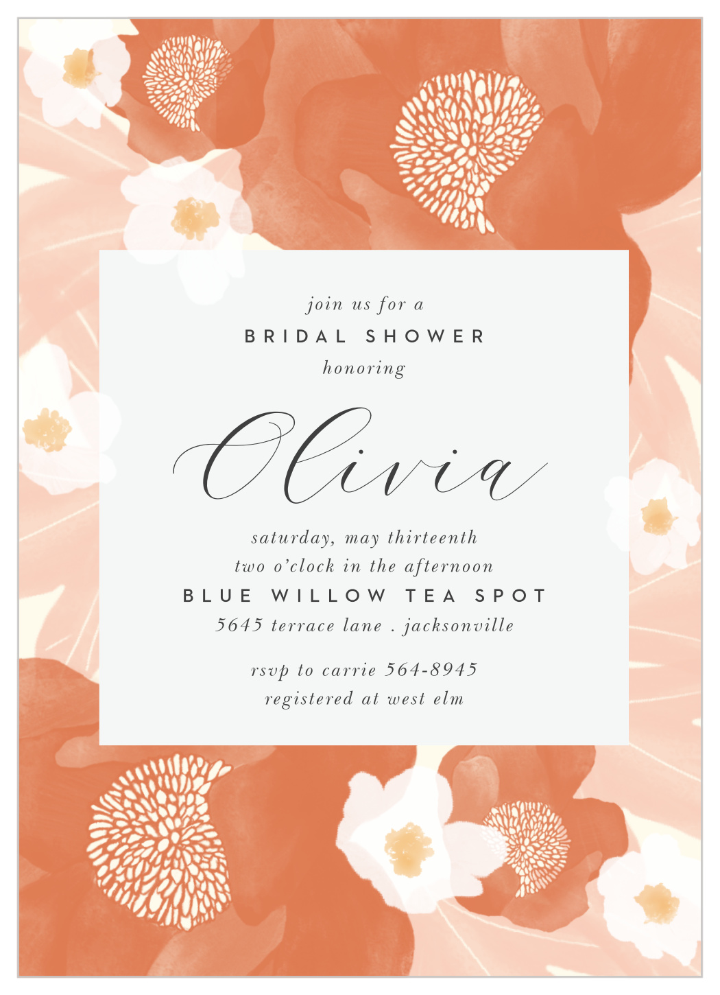 Blooming Punch Bridal Shower Invitations