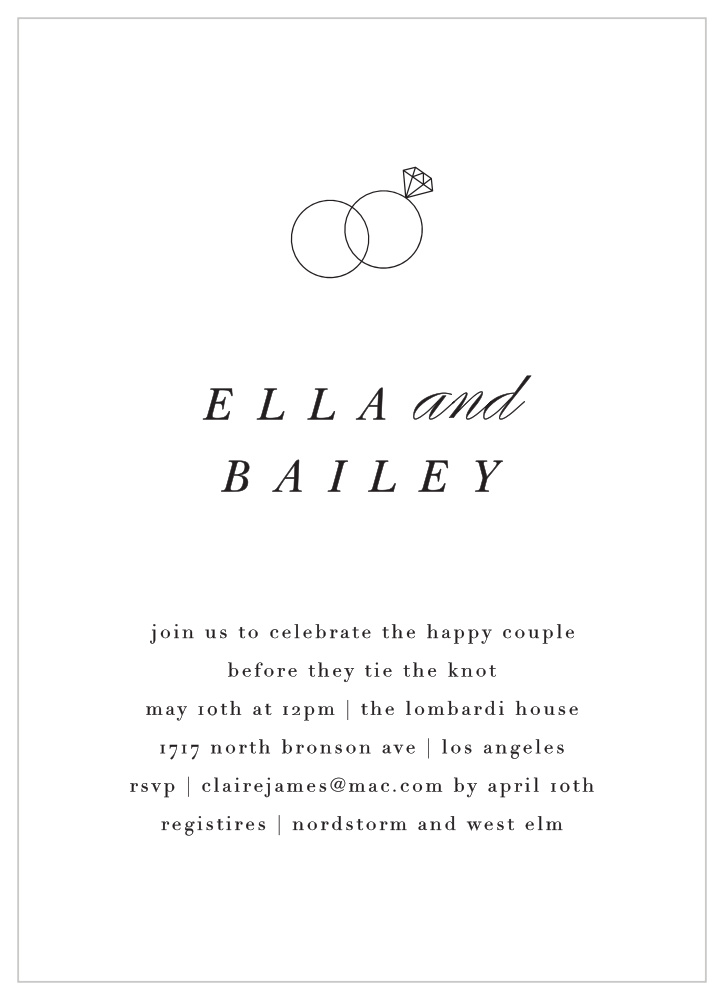 Couples Rings Bridal Shower Invitations