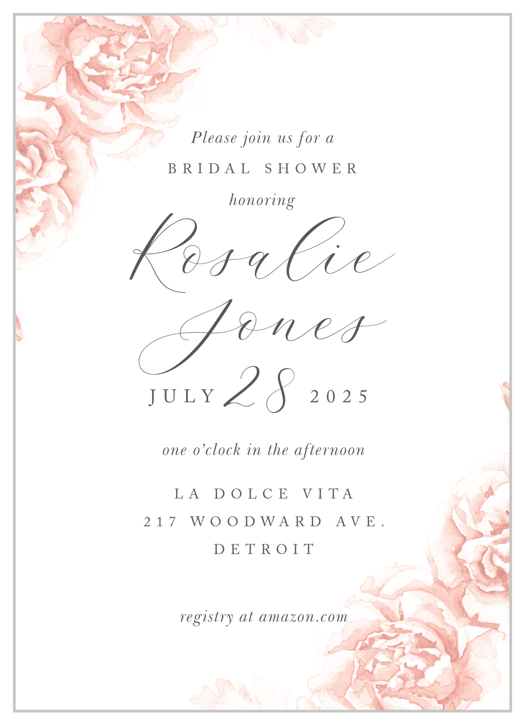 Rose Border Bridal Shower Invitations