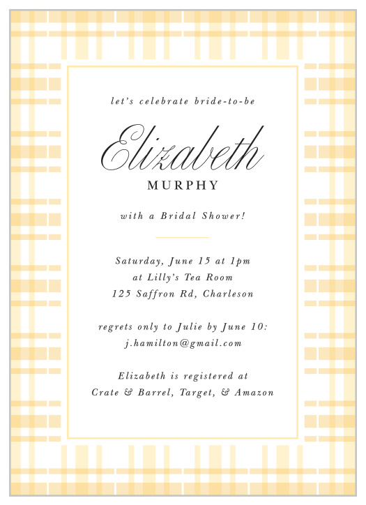 Our Plaid Prepster Bridal Shower Invitations are the perfect way to gather your friends and family close for your pre-wedding celebrations!