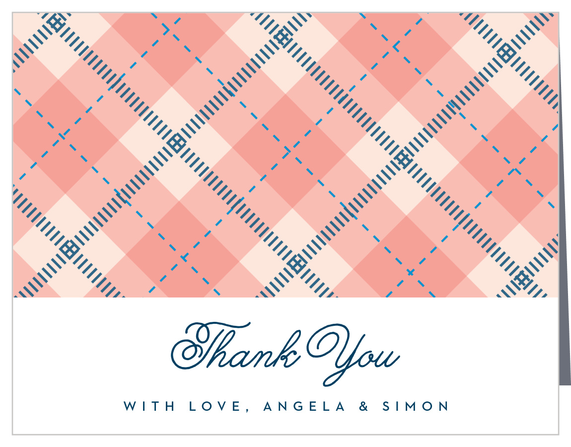 Plaid Couple Bridal Shower Thank You Cards