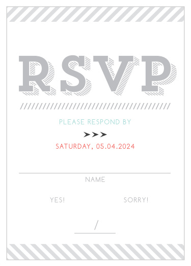 Obtain your guests attendance by sending out this matching RSVP card. Customize the colors and fonts to match you wedding theme exactly!