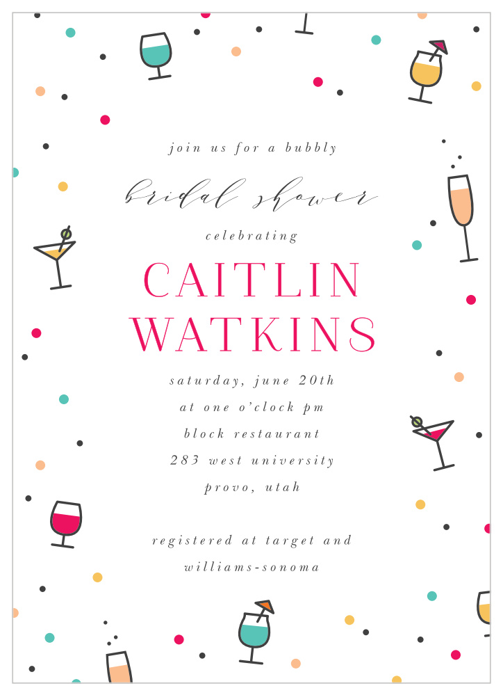 Confetti Cocktails Bridal Shower Invitations