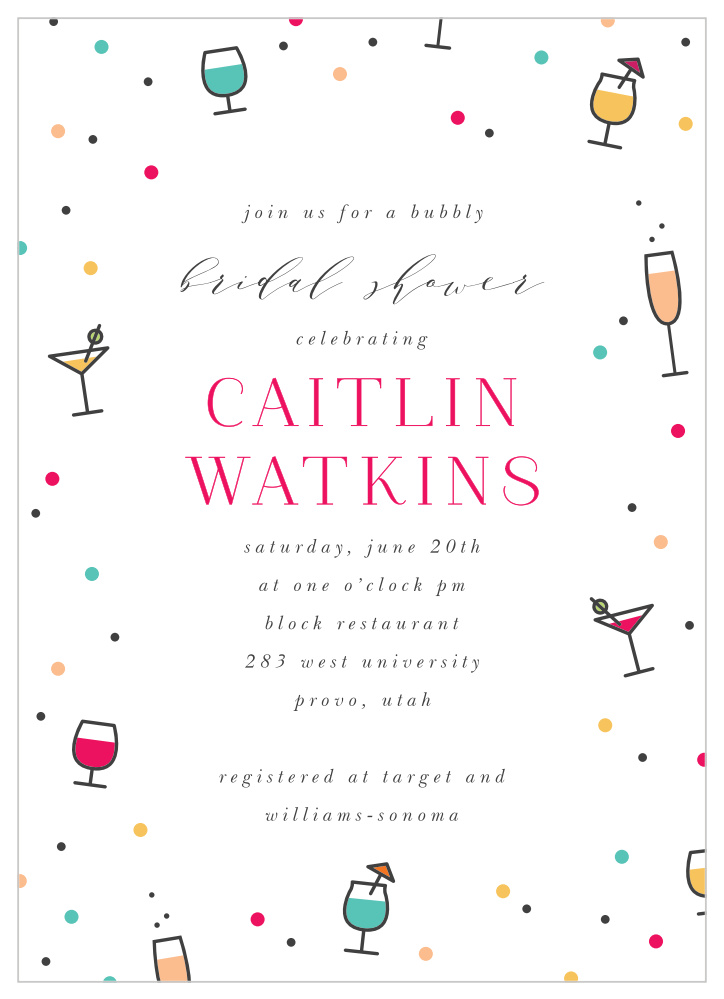Confetti Cocktails Bridal Shower Invitations by Basic Invite