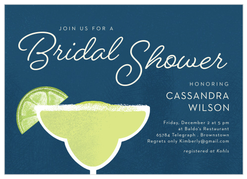 Celebrate in style with our Frozen Margarita Bridal Shower Invitations.