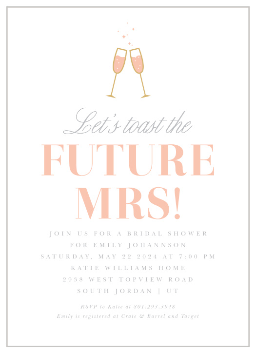 Choose our Bright and Bubbly Bridal Shower Invitations for your pre-wedding festivities!