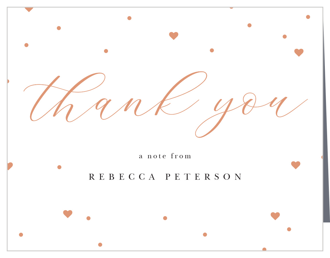Golden Hearts Bridal Shower Thank You Cards