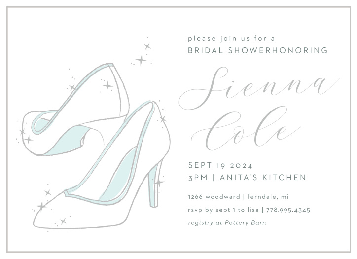 Have the perfect fairytale bridal shower with our Glass Slippers Bridal Shower Invitations!