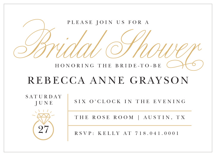 Celebrate in style with our Bling Ring Bridal Shower Invitations.