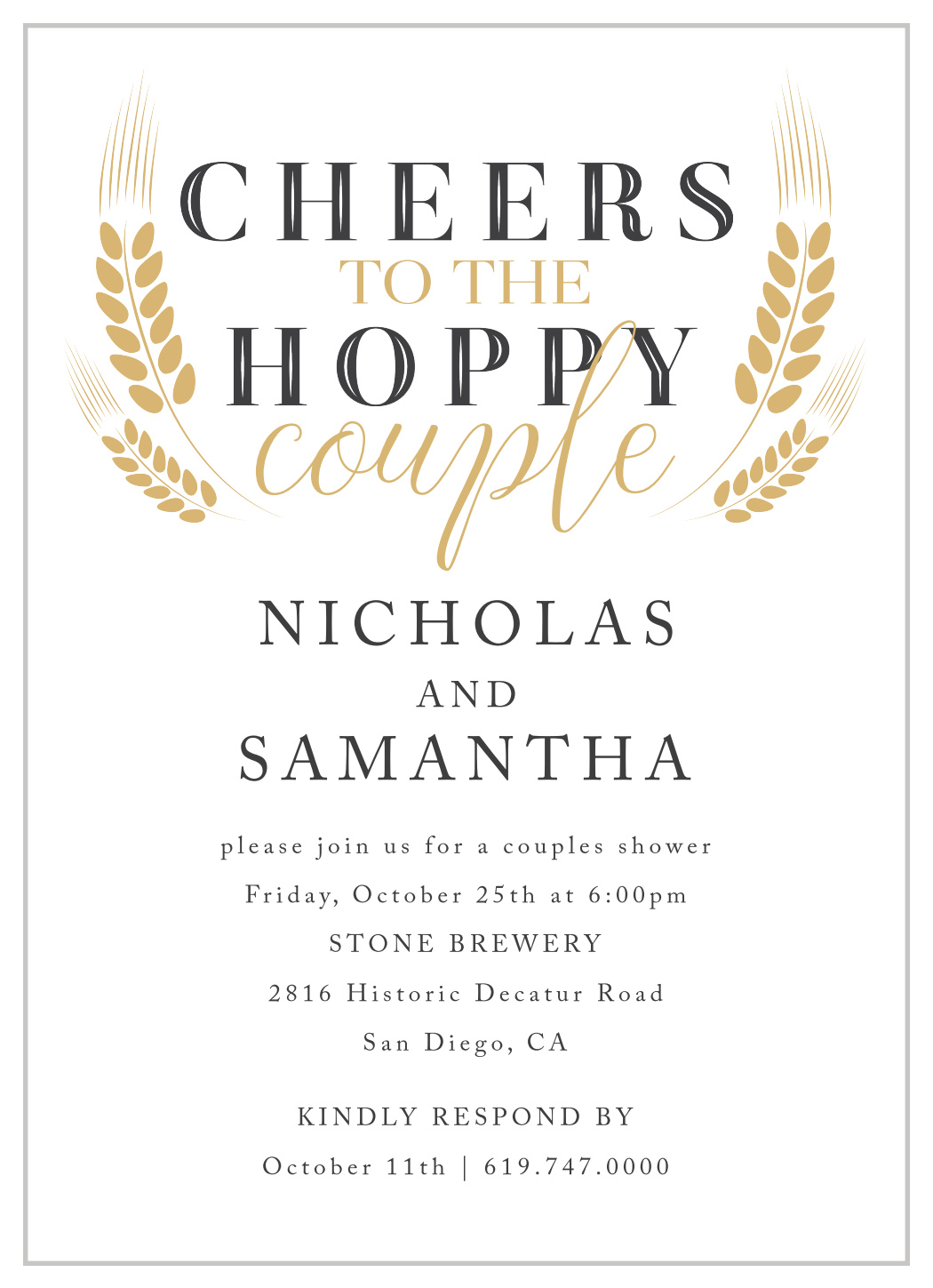 Hoppy Couple Bridal Shower Invitations by Basic Invites