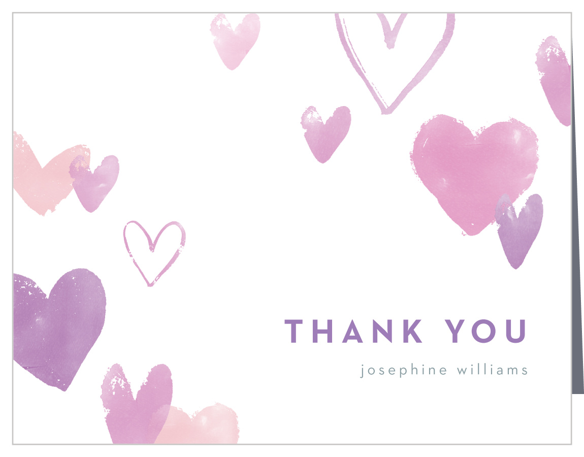 Heart Overlays Bridal Shower Thank You Cards