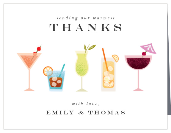 Show appreciation for everyone that made your event so great with our Couples Cocktails Bridal Shower Thank You Cards.