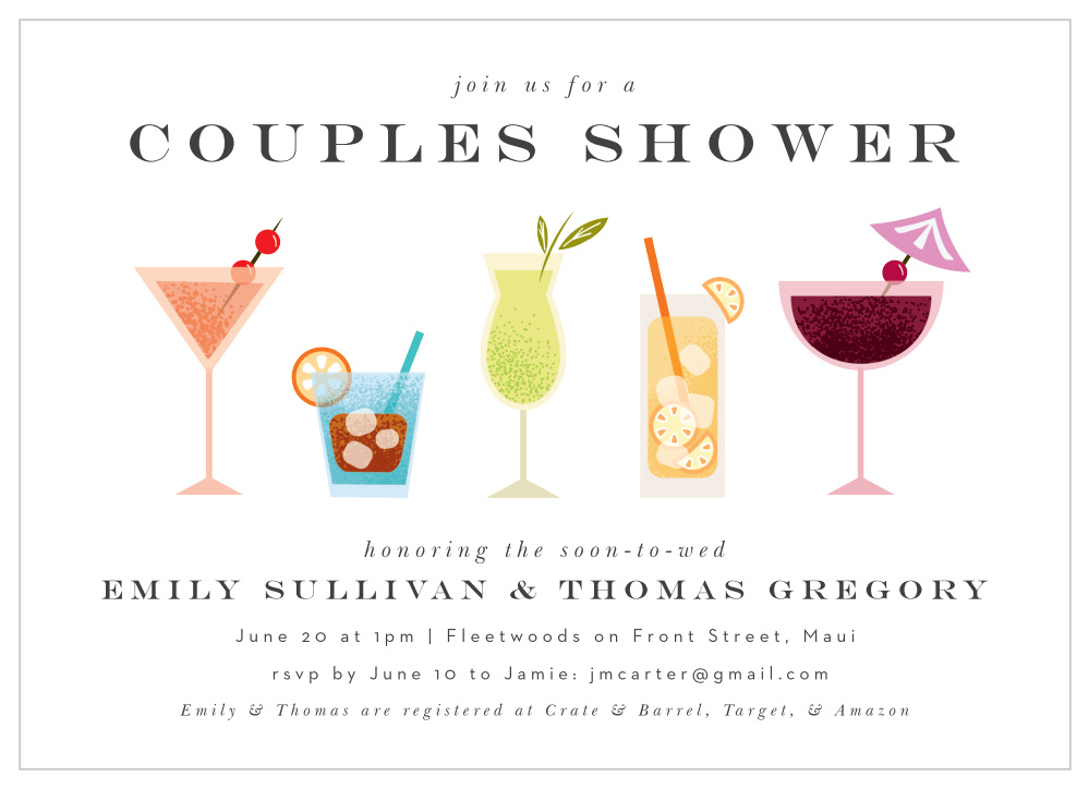 Couples Cocktails Bridal Shower Invitations