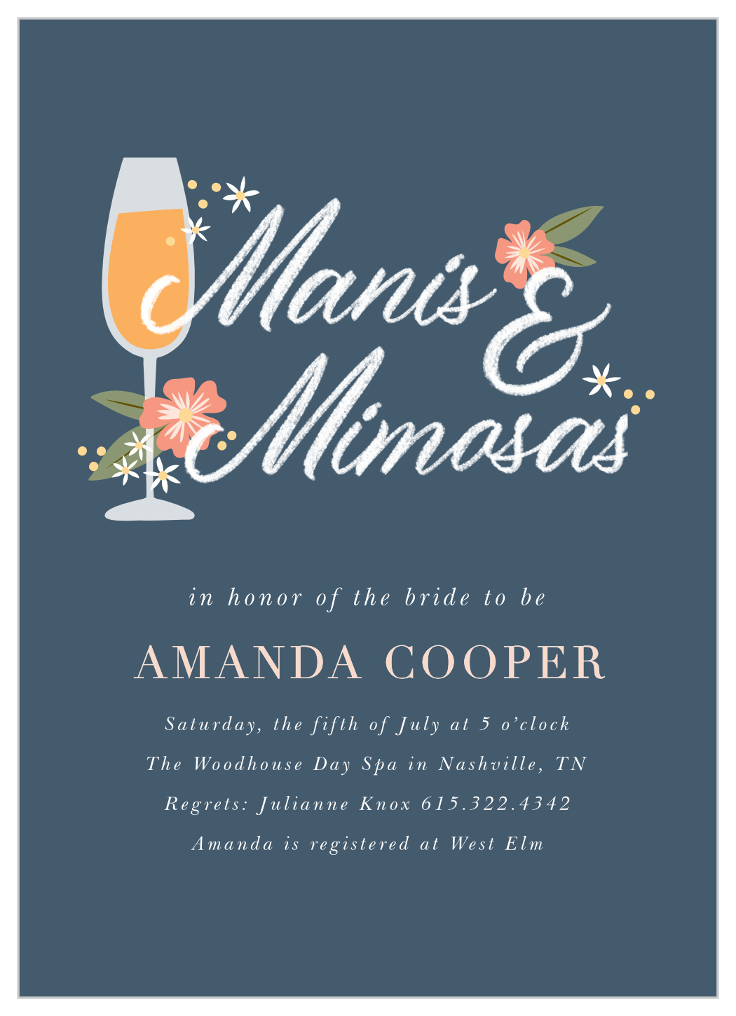 Mimosas And Manis Bridal Shower Invitations By Basic Invite