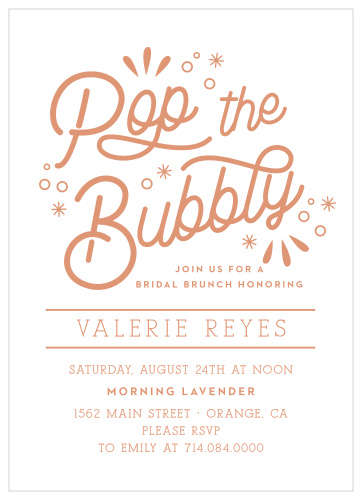 Choose our Bubbly Bottle Bridal Shower Invitations for your pre-wedding festivities!
