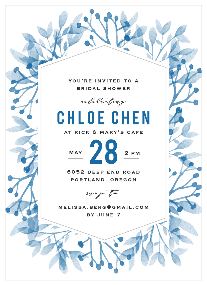 Monochrome Florals Bridal Shower Invitations
