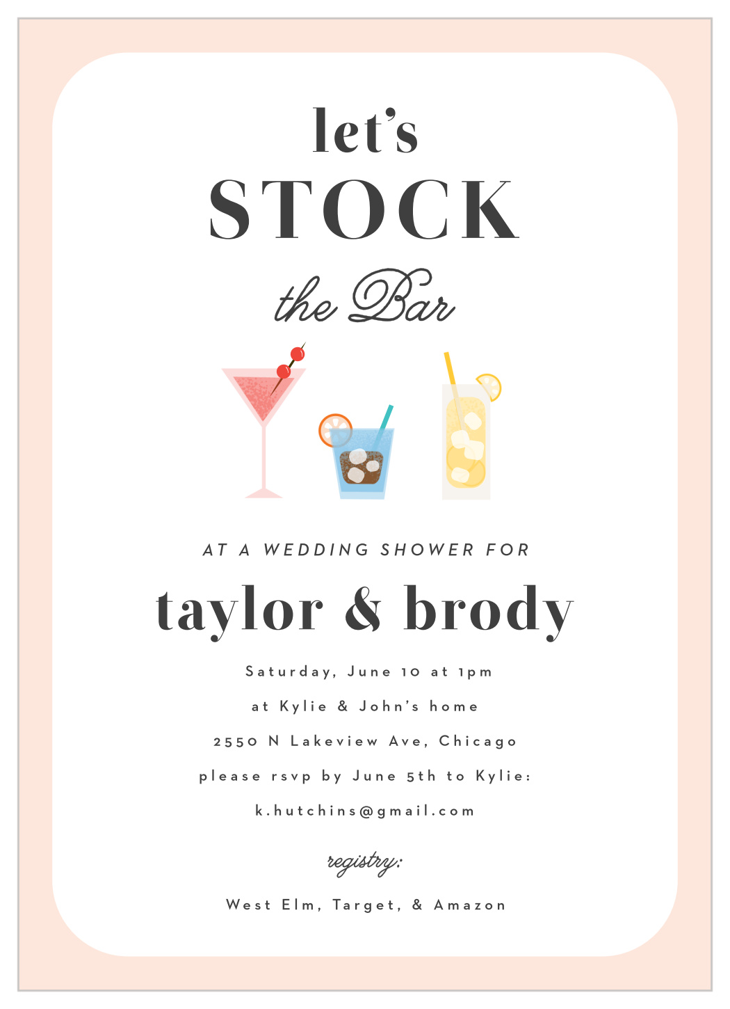 Drink Up Bridal Shower Invitations by Basic Invite