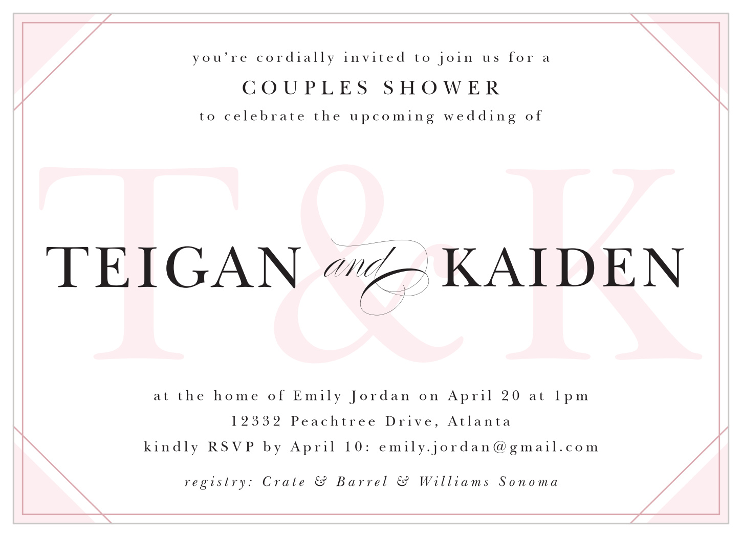 Classic Couple Bridal Shower Invitations