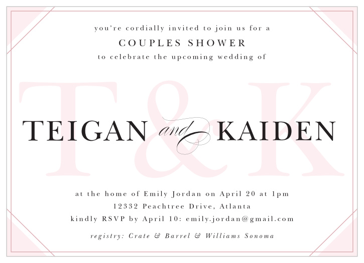 Bring your close friends and family together for some pre-wedding fun with the chic look our Classic Couple Bridal Shower Invitations.