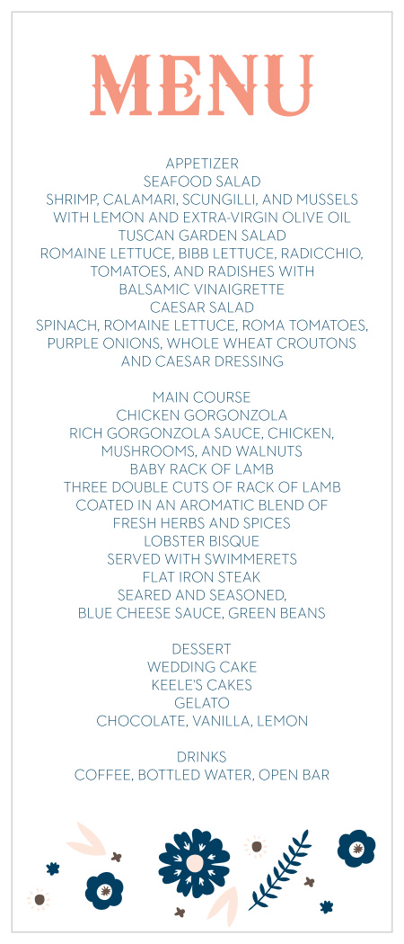Our Ribbons and Flowers menu is perfect for any venue!