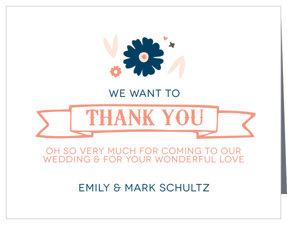 Show your gratitude with the Ribbons and Flowers Thank You card which has a very modern and trendy design that is fully customizable.