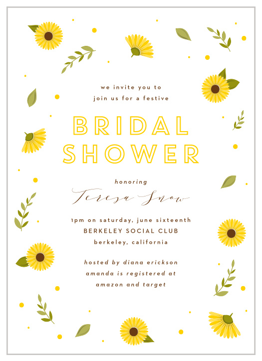 Our Sunflower Shower Bridal Shower Invitations are the perfect way to surround yourself with your friends and family for your pre-wedding celebrations!