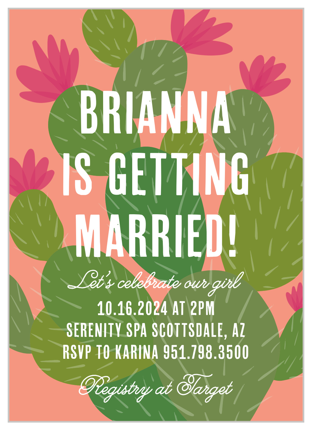 Prickly Cactus Bridal Shower Invitations