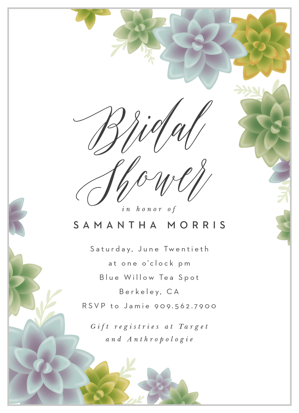 Mod Succulents Bridal Shower Invitations