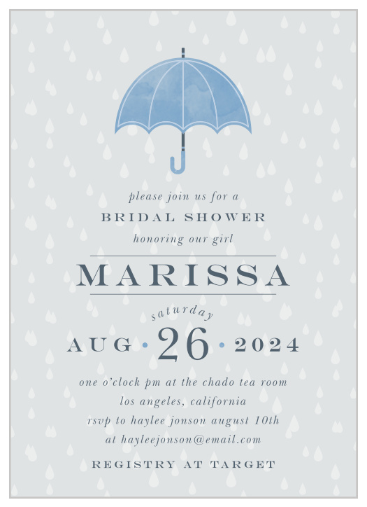 Bring on the showers with our Little Umbrella Bridal Shower Invitations!