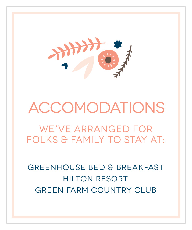 Ribbons & Flowers Accommodation Cards