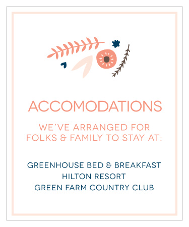 Make things too easy for your guests by providing them with this fully customizable Accommodation card.