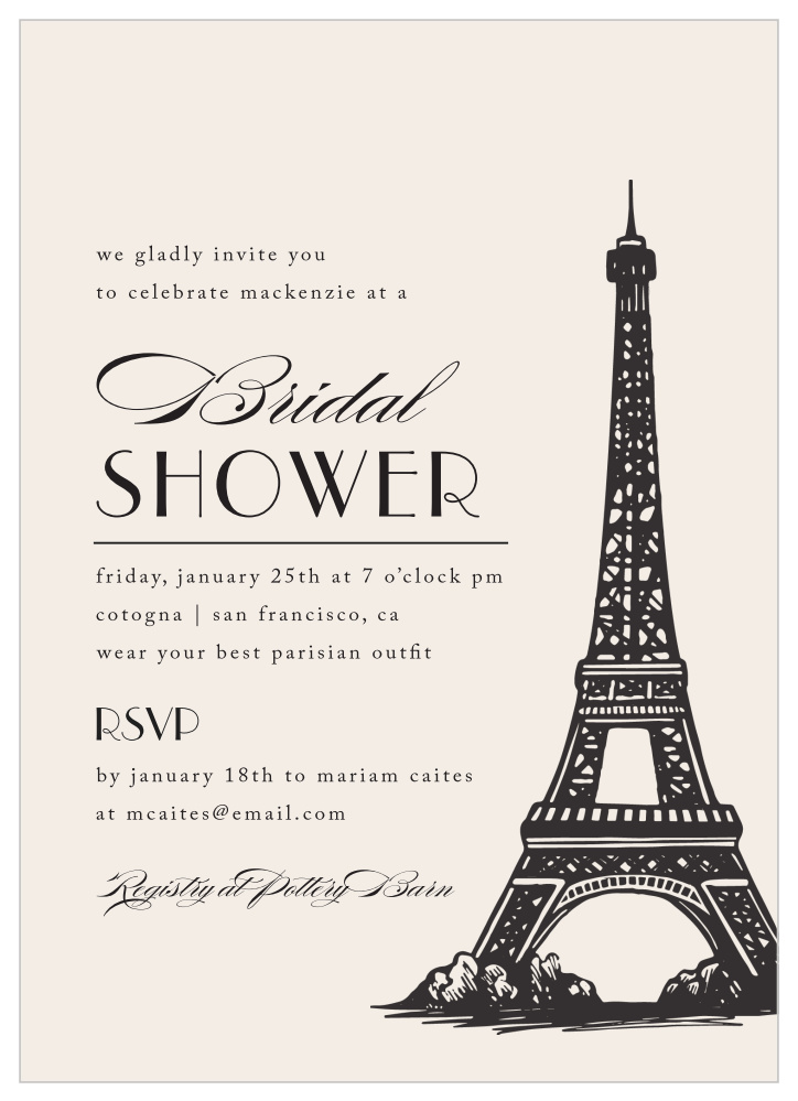 Parisian Party Bridal Shower Invitations