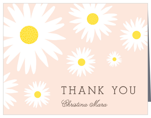Express appreciation to your close family and friends with these beautiful floral bridal thank you cards are adorned with daisies.