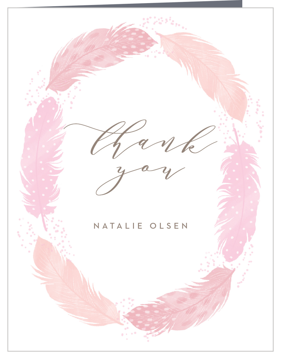 Feather Frame Bridal Shower Thank You Cards