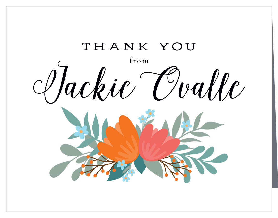 Floral Clock Bridal Shower Thank You Cards