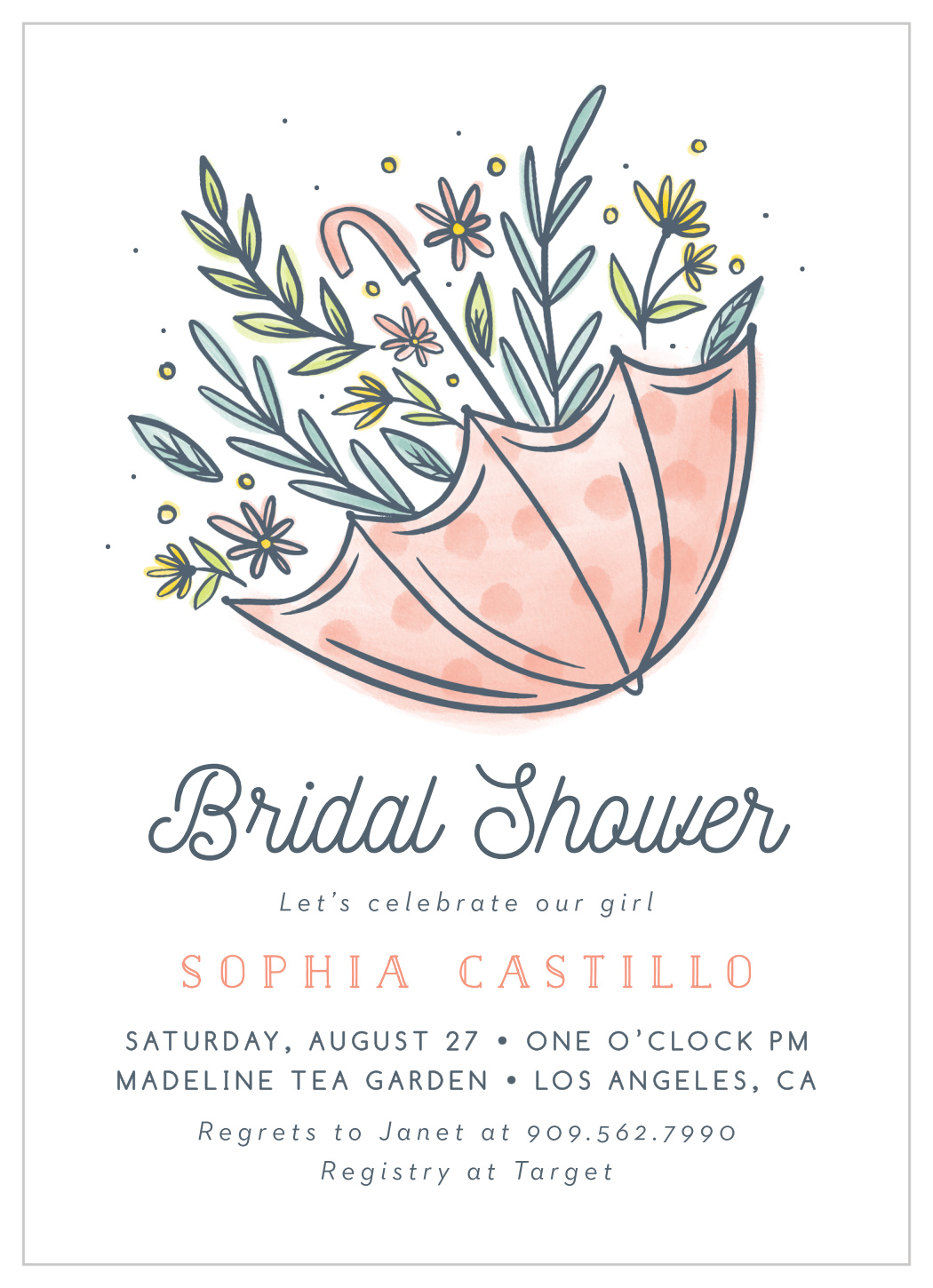 Floral Umbrella Bridal Shower Invitations