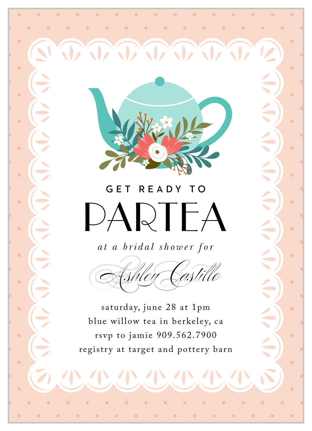 Let's Partea Bridal Shower Invitations