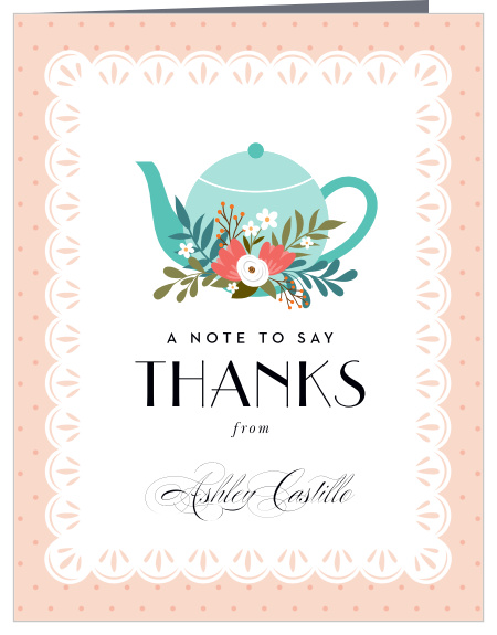 Let your close family and friends know how much you appreciated their support with the chic look of our Let's Partea Bridal Shower Thank You Cards.