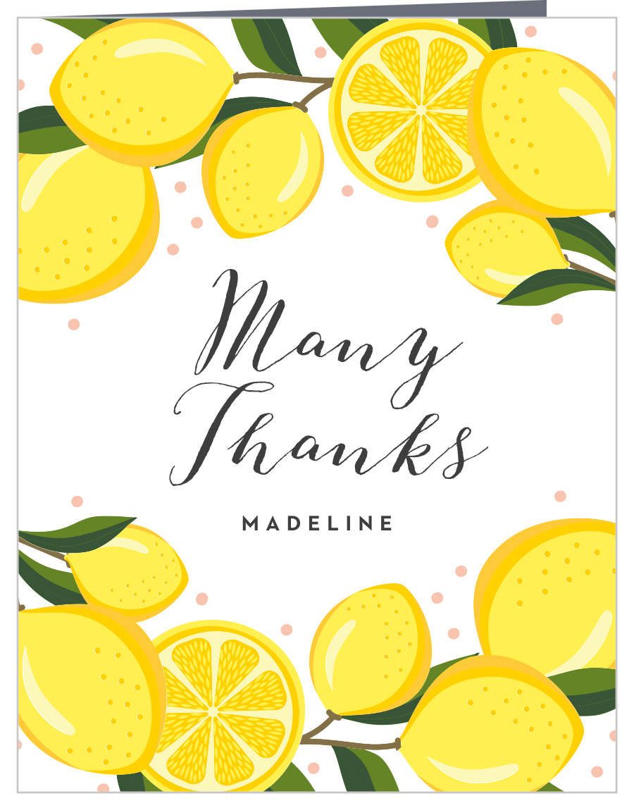 Lemon Wreath Bridal Shower Thank You Cards by Basic Invite