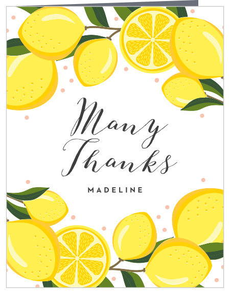 Send a sunny token of appreciation with our Lemon Wreath Bridal Shower Thank You Cards.