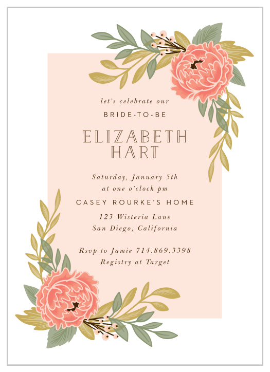 Our Peony Party Bridal Shower Invitations are the perfect way to kick off wedding celebrations!