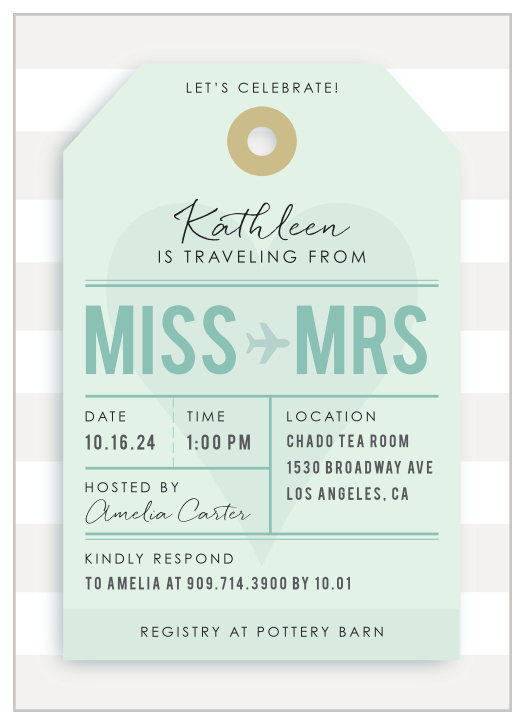 Our Travel Ticket Bridal Shower Invitations are a fun, creative design to celebrate your upcoming big day!