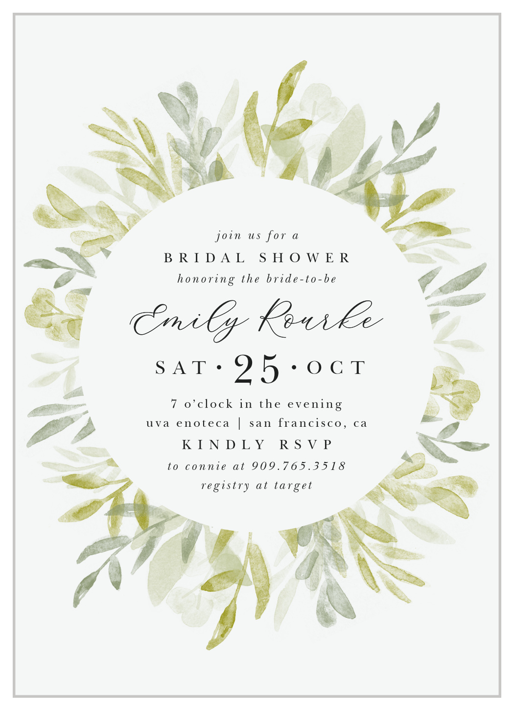 Rustic Watercolor Bridal Shower Invitations