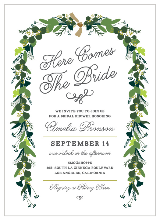 Be sure to invite all of your closest family and friends to celebrate your big day with our Hanging Botanicals Bridal Shower Invitations!