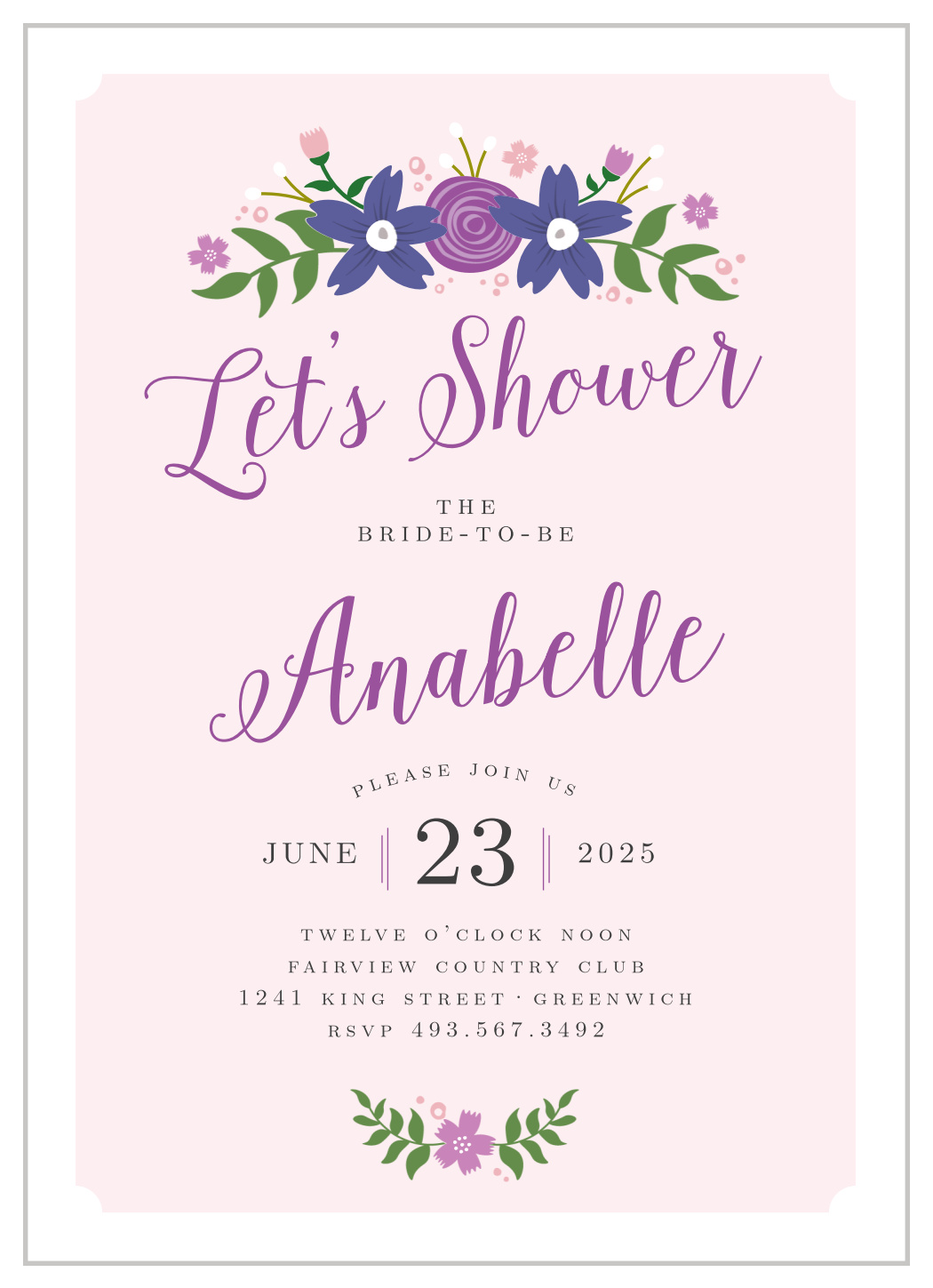 Tea Florals Bridal Shower Invitations