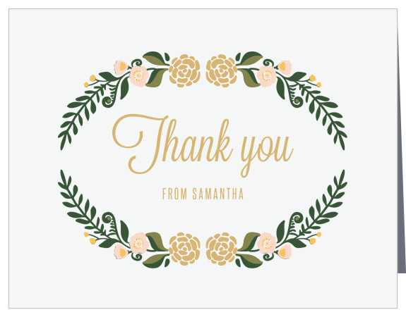 Show your guests your gratitude with the delicate floral design of the Flower Crown Bridal Shower Thank You Cards.